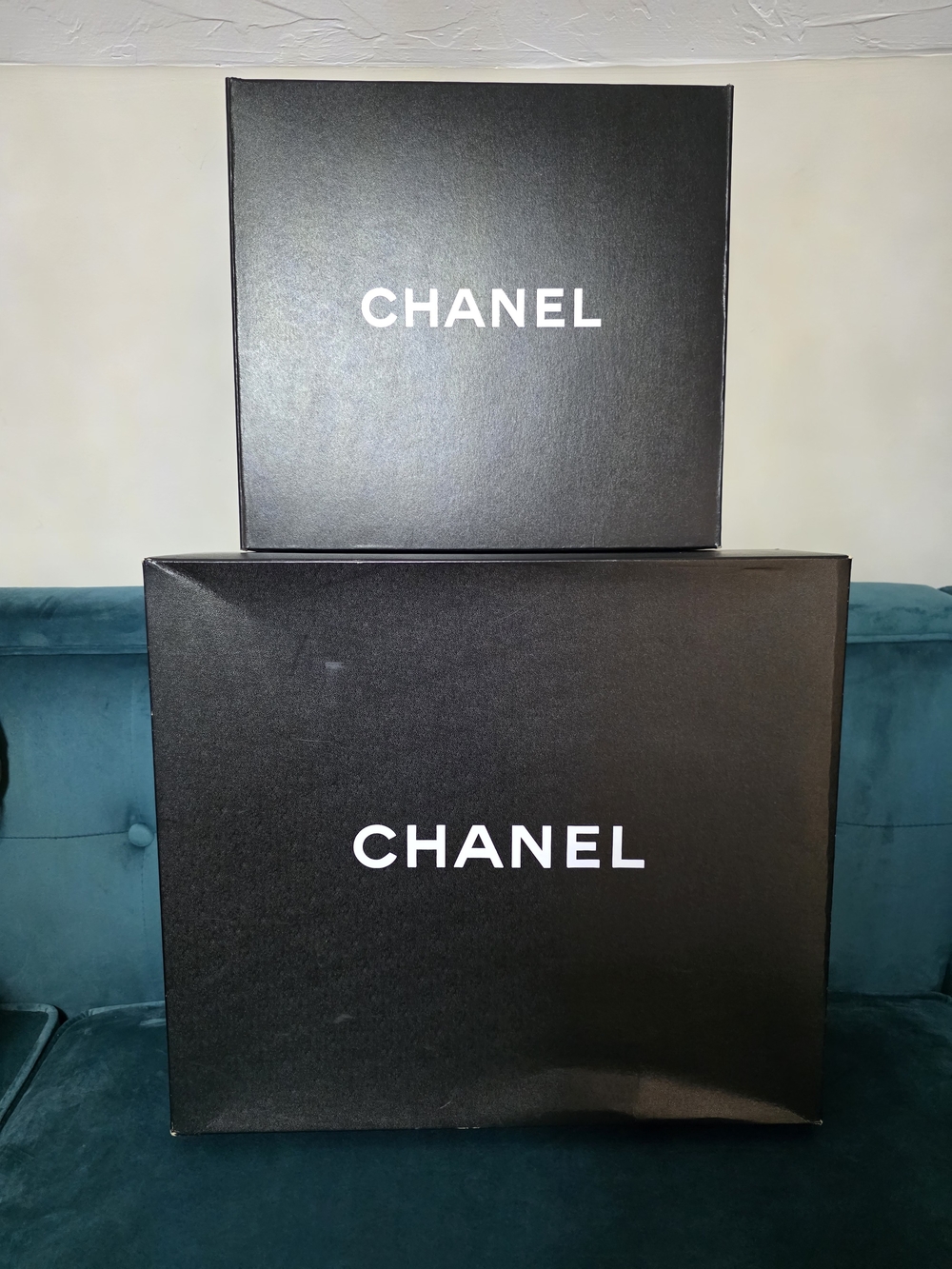 Authentic Chanel XL & Large Black Luxury Gift Boxes - Set of 2